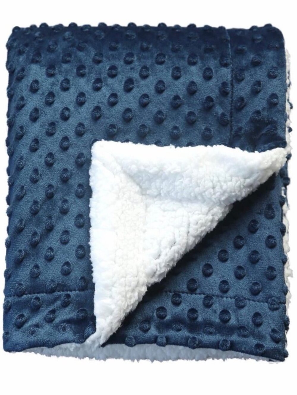 CREVENT Baby Blanket Navy Dot Sherpa Plush 30x40 Soft Security Blanket New